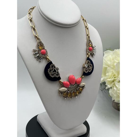 J. Crew Gold-Tone Rhinestone Multicolor Statement Necklace - Picture 6 of 12